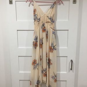 peachy floral print high low dress